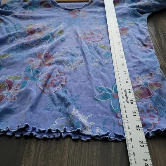 Fresh Produce Women's Floral V-Neck Top Size L Multicolor USA Minimalist Prairie - Picture 5 of 6